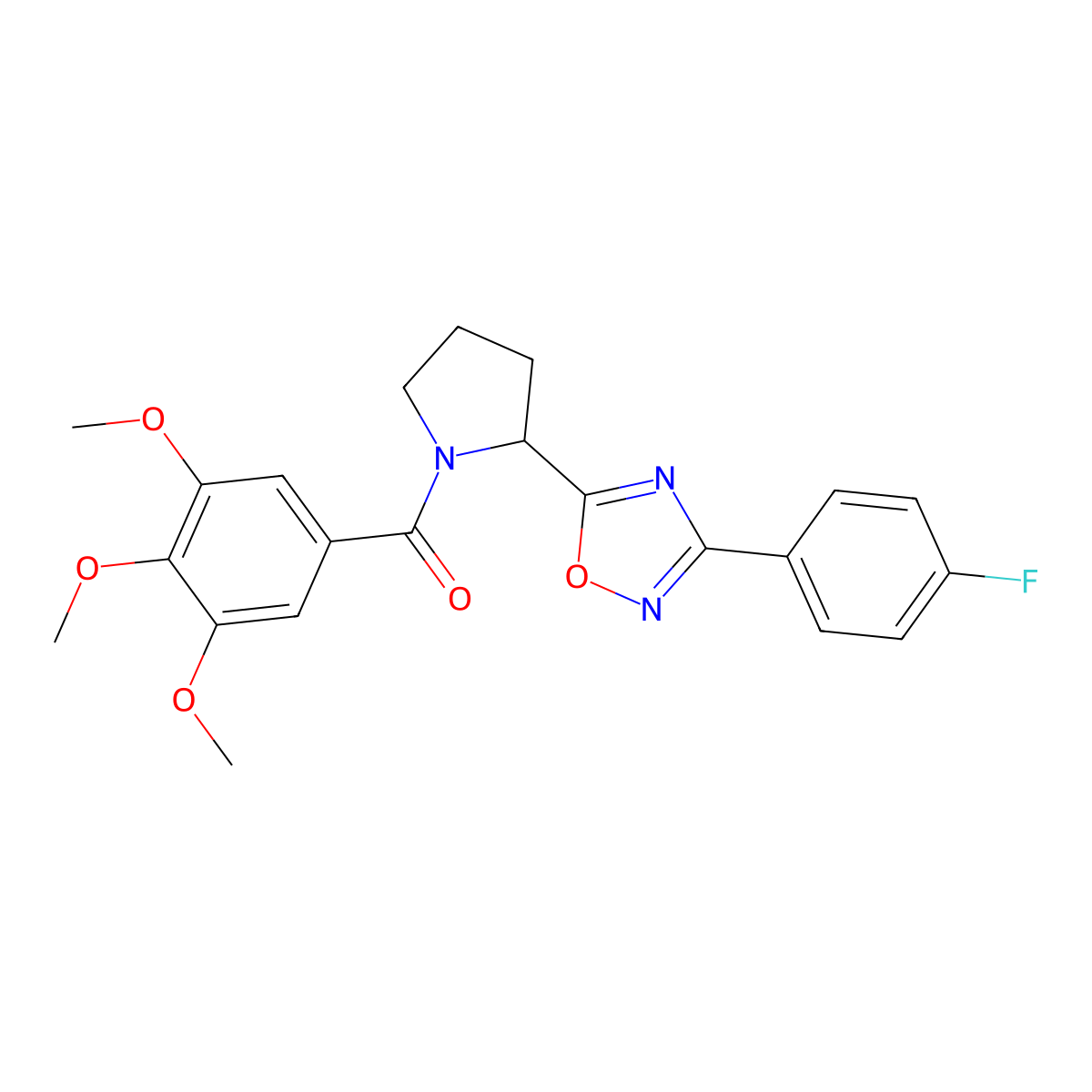 3-(4-Fluorophenyl)-5-[1-(3,4,5-trimethoxybenzoyl)pyrrolidin-2-yl]-1,2,4-oxadiazole molecular structure, CAS 1798453-76-5