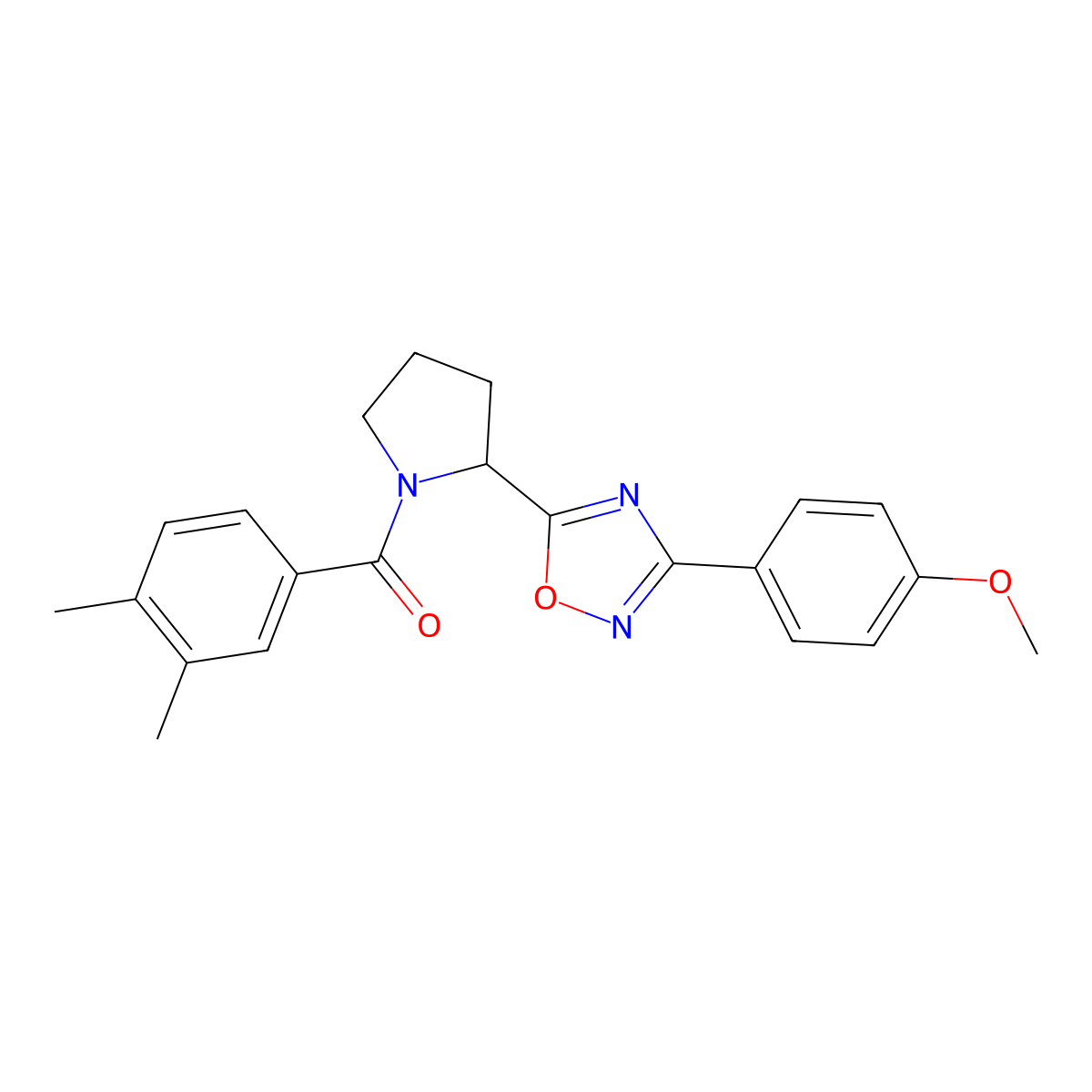 5-[1-(3,4-Dimethylbenzoyl)pyrrolidin-2-yl]-3-(4-methoxyphenyl)-1,2,4-oxadiazole molecular structure, CAS 1798454-21-3