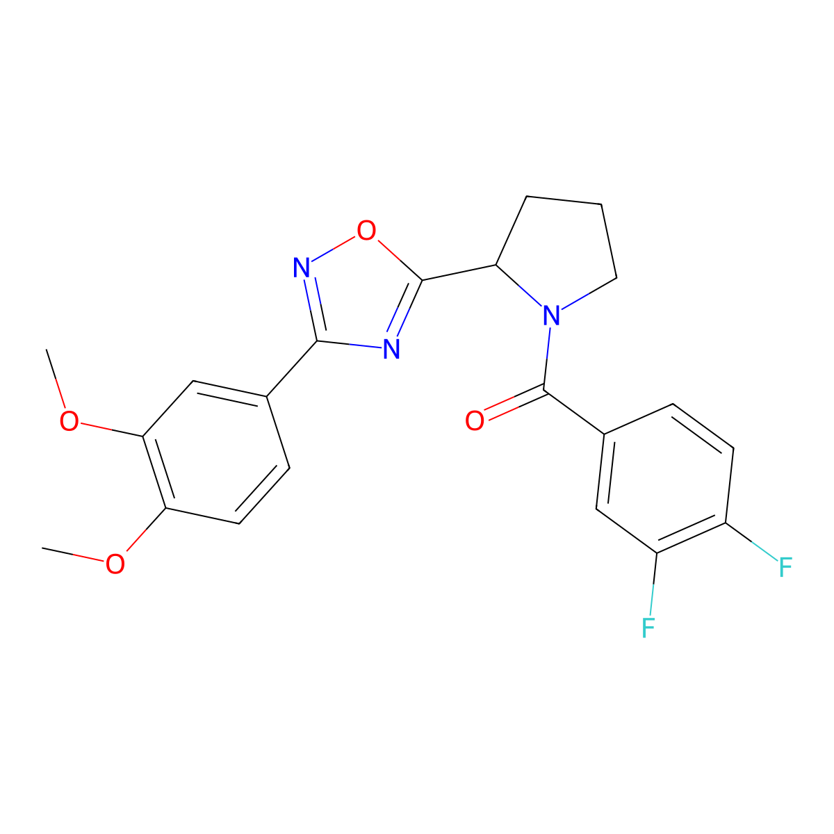 5-[1-(3,4-Difluorobenzoyl)pyrrolidin-2-yl]-3-(3,4-dimethoxyphenyl)-1,2,4-oxadiazole molecular structure, CAS 1798454-34-8
