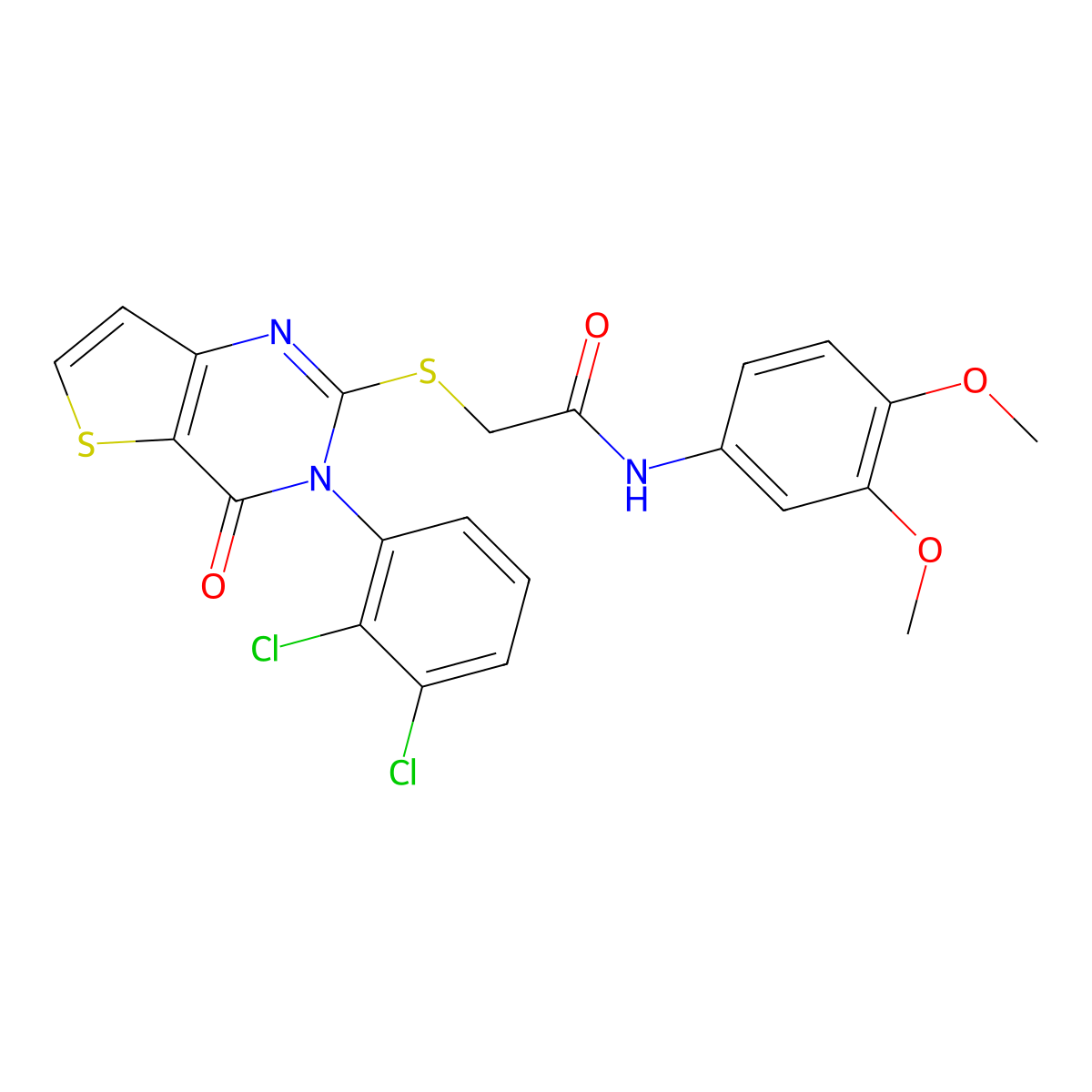 2-((3-(2,3-dichlorophenyl)-4-oxo-3,4-dihydrothieno[3,2-d]pyrimidin-2-yl)thio)-N-(3,4-dimethoxyphenyl)acetamide molecular structure, CAS 1798455-98-7