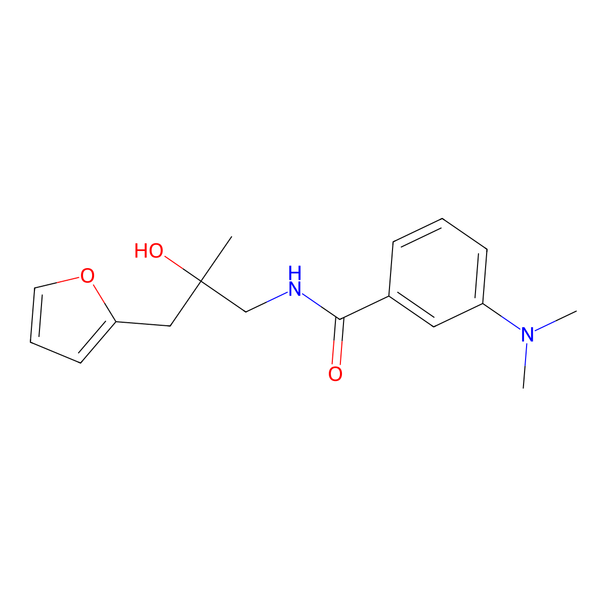 3-(dimethylamino)-N-(3-(furan-2-yl)-2-hydroxy-2-methylpropyl)benzamide molecular structure, CAS 1798456-37-7