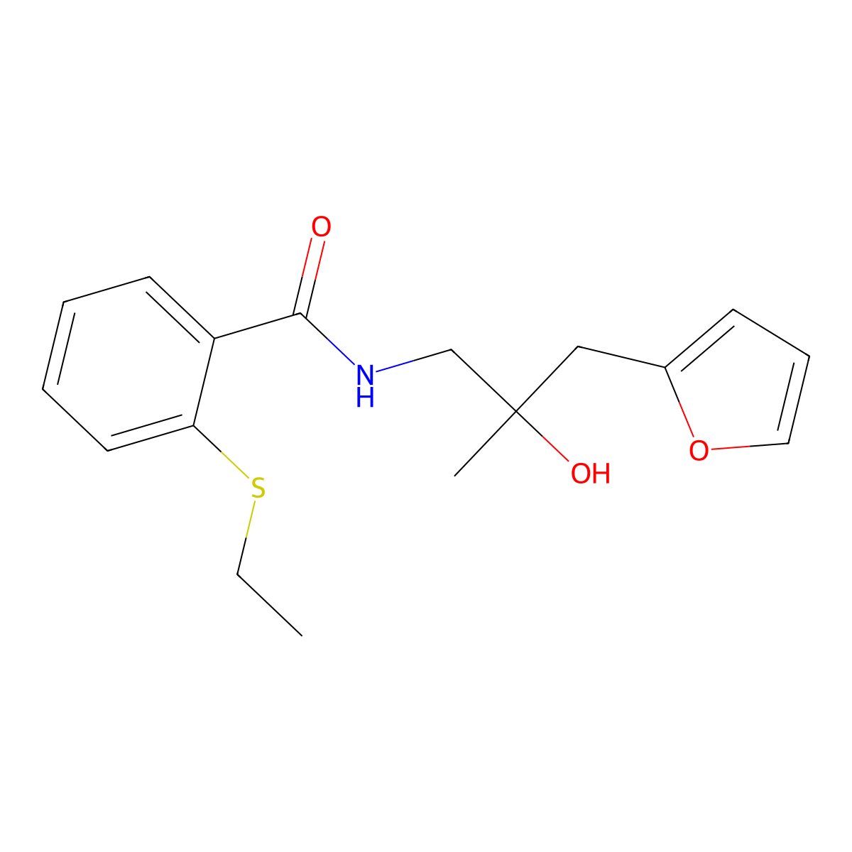 2-(ethylthio)-N-(3-(furan-2-yl)-2-hydroxy-2-methylpropyl)benzamide molecular structure, CAS 1798456-46-8