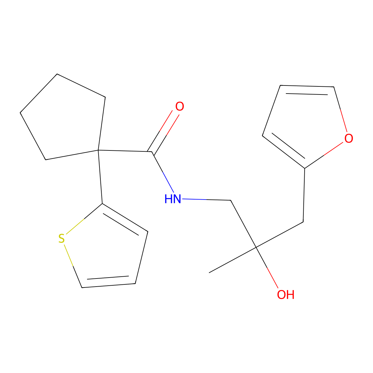 N-(3-(furan-2-yl)-2-hydroxy-2-methylpropyl)-1-(thiophen-2-yl)cyclopentanecarboxamide molecular structure, CAS 1798456-56-0