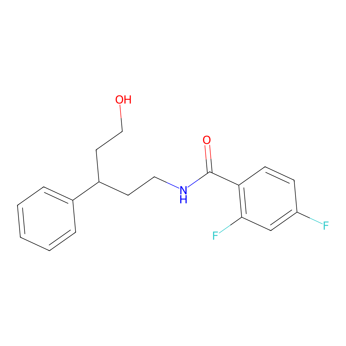 2,4-difluoro-N-(5-hydroxy-3-phenylpentyl)benzamide molecular structure, CAS 1798457-31-4