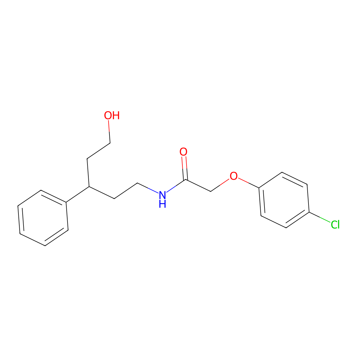 2-(4-chlorophenoxy)-N-(5-hydroxy-3-phenylpentyl)acetamide molecular structure, CAS 1798457-38-1