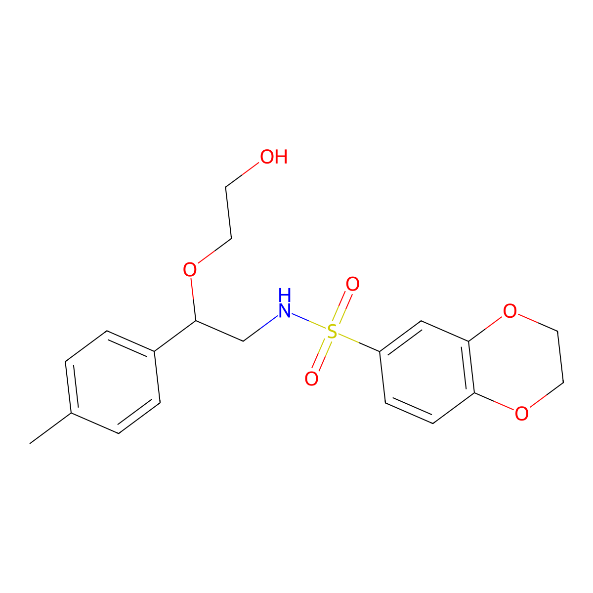 N-(2-(2-hydroxyethoxy)-2-(p-tolyl)ethyl)-2,3-dihydrobenzo[b][1,4]dioxine-6-sulfonamide molecular structure, CAS 1798457-57-4