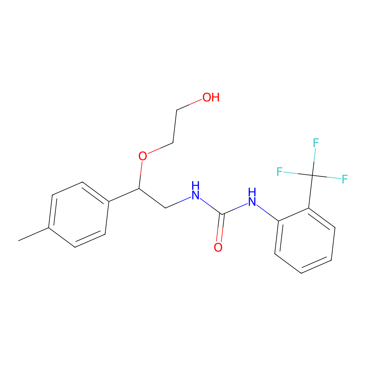 1-(2-(2-Hydroxyethoxy)-2-(p-tolyl)ethyl)-3-(2-(trifluoromethyl)phenyl)urea molecular structure, CAS 1798457-64-3