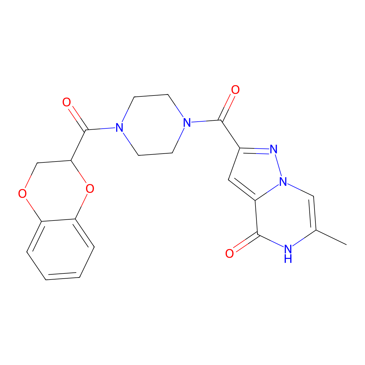 2-(4-(2,3-dihydrobenzo[b][1,4]dioxine-2-carbonyl)piperazine-1-carbonyl)-6-methylpyrazolo[1,5-a]pyrazin-4(5H)-one molecular structure, CAS 1798457-69-8