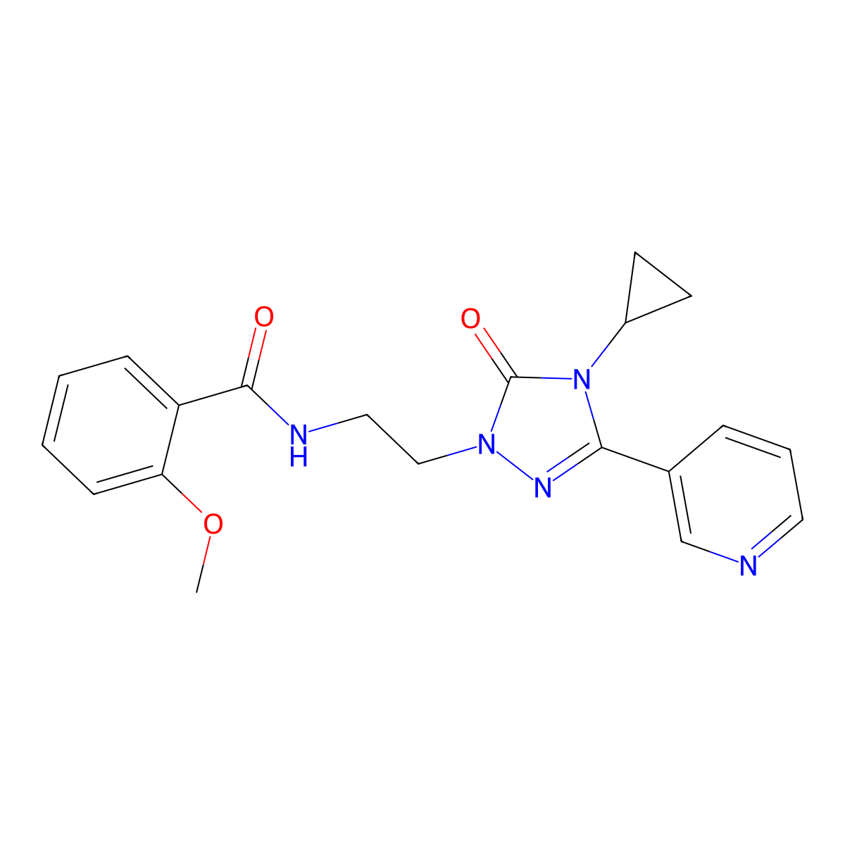 N-{2-[4-cyclopropyl-5-oxo-3-(pyridin-3-yl)-4,5-dihydro-1H-1,2,4-triazol-1-yl]ethyl}-2-methoxybenzamide molecular structure, CAS 1798457-74-5