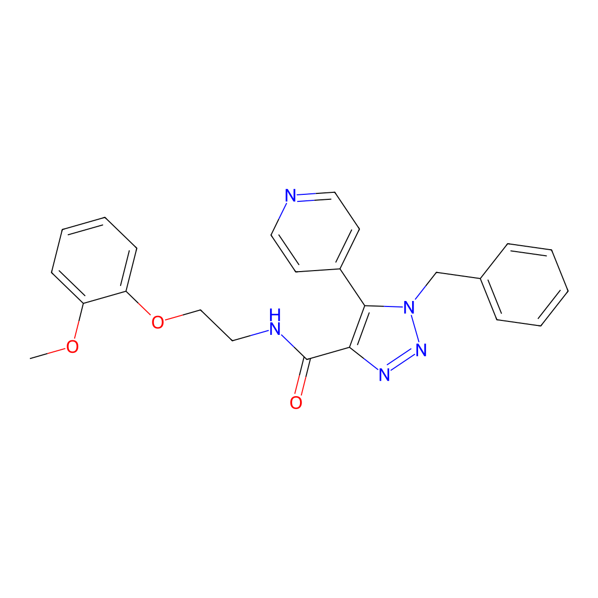 1-benzyl-N-[2-(2-methoxyphenoxy)ethyl]-5-(pyridin-4-yl)-1H-1,2,3-triazole-4-carboxamide molecular structure, CAS 1798457-84-7