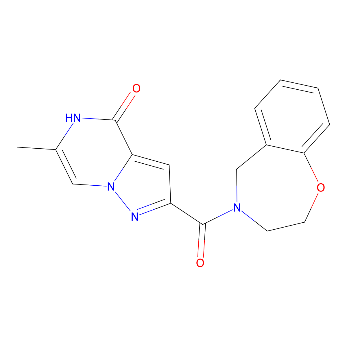 2-(2,3-dihydro-1,4-benzoxazepin-4(5H)-ylcarbonyl)-6-methylpyrazolo[1,5-a]pyrazin-4(5H)-one molecular structure, CAS 1798457-92-7