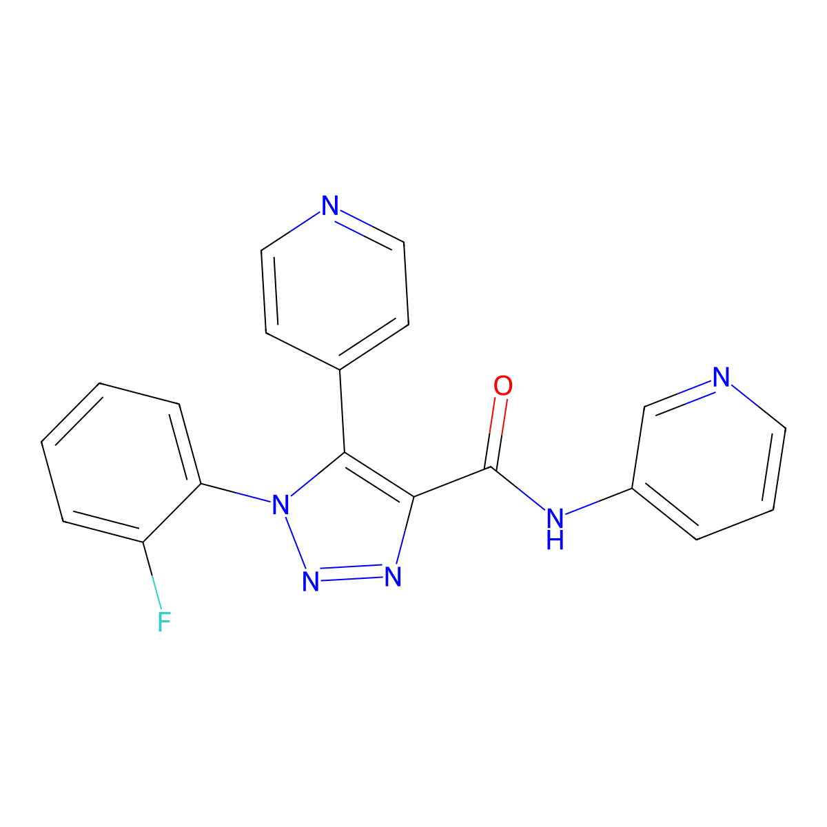 1-(2-fluorophenyl)-N-(pyridin-3-yl)-5-(pyridin-4-yl)-1H-1,2,3-triazole-4-carboxamide molecular structure, CAS 1798458-12-4