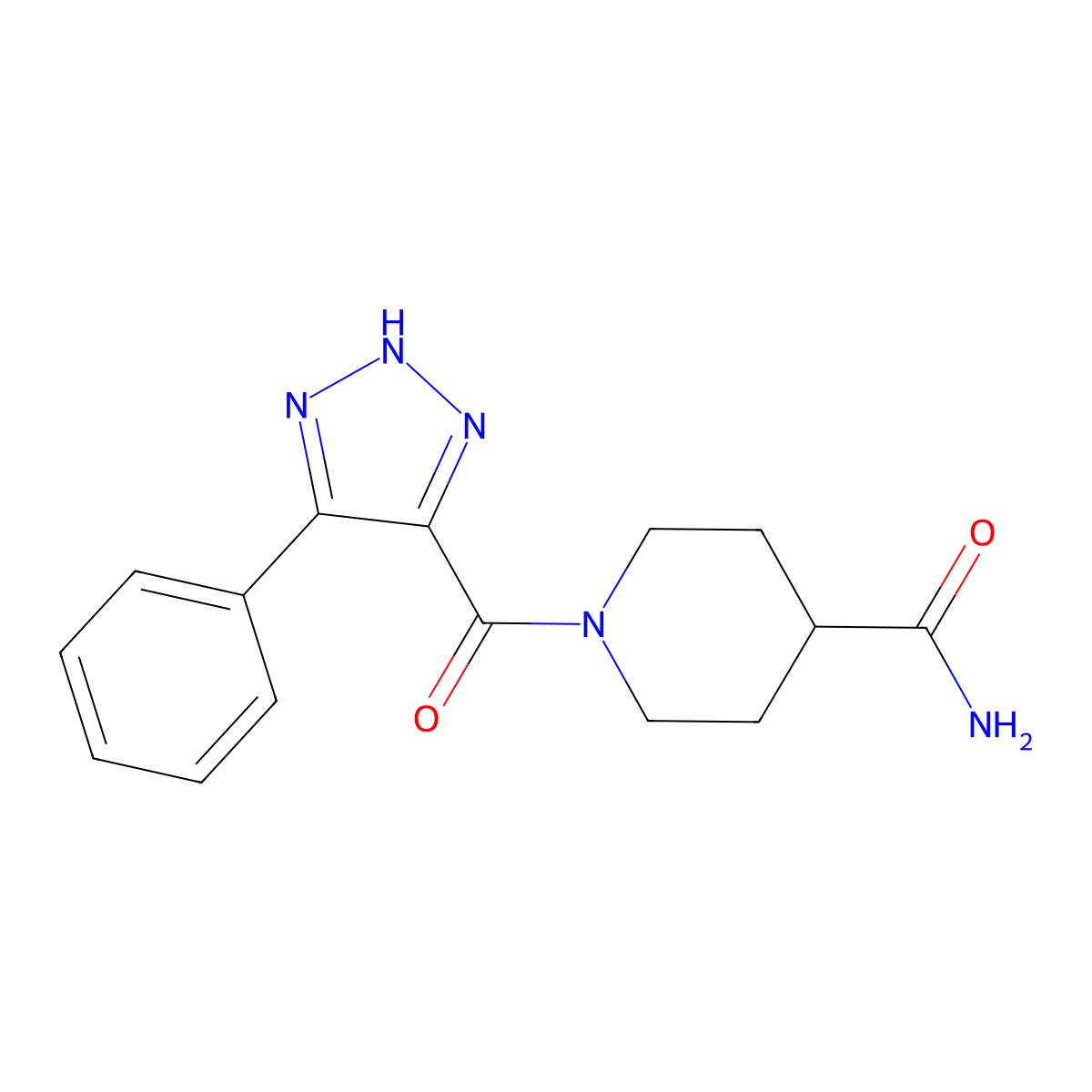 1-(4-phenyl-1H-1,2,3-triazole-5-carbonyl)piperidine-4-carboxamide molecular structure, CAS 1798458-27-1