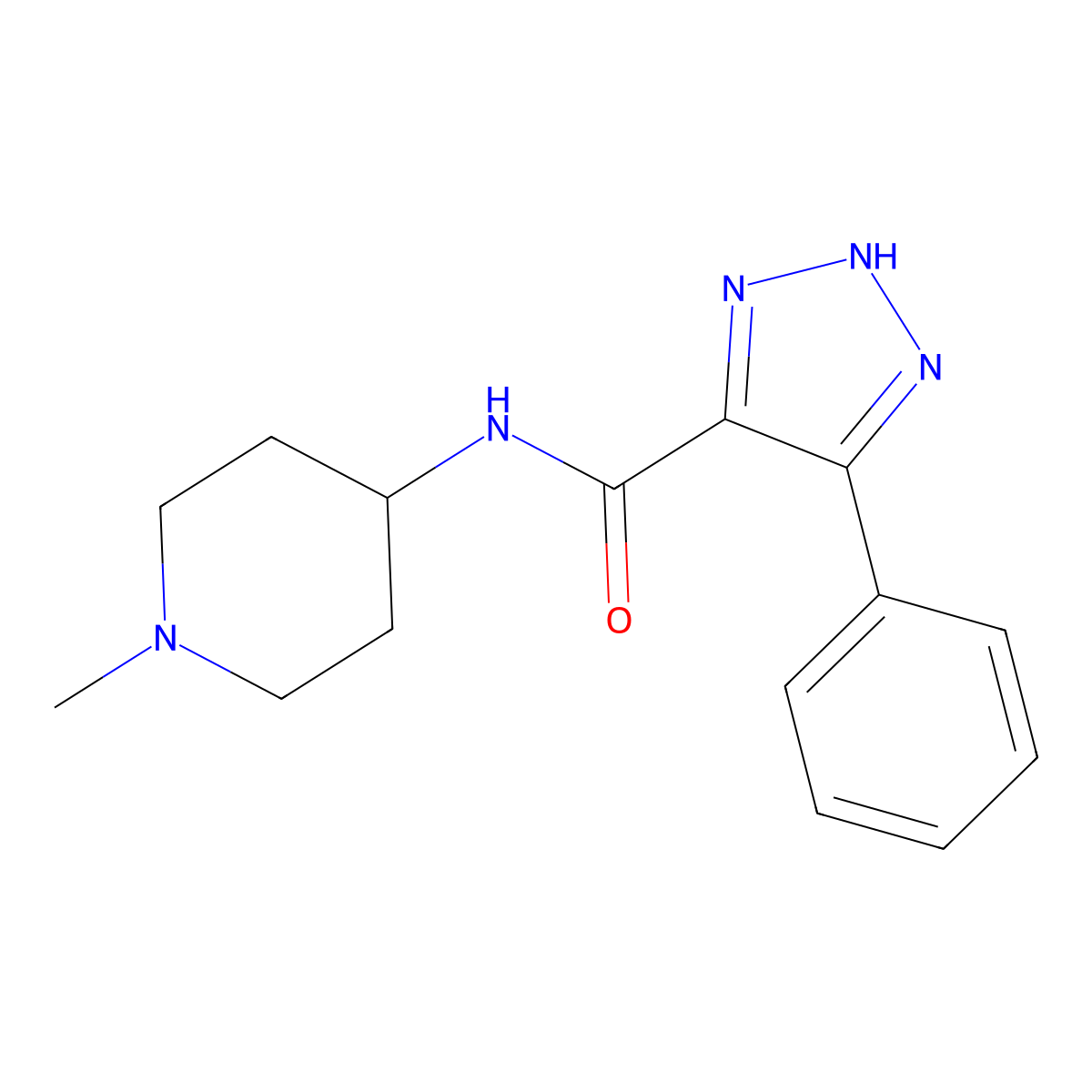 N-(1-methylpiperidin-4-yl)-4-phenyl-1H-1,2,3-triazole-5-carboxamide molecular structure, CAS 1798458-39-5