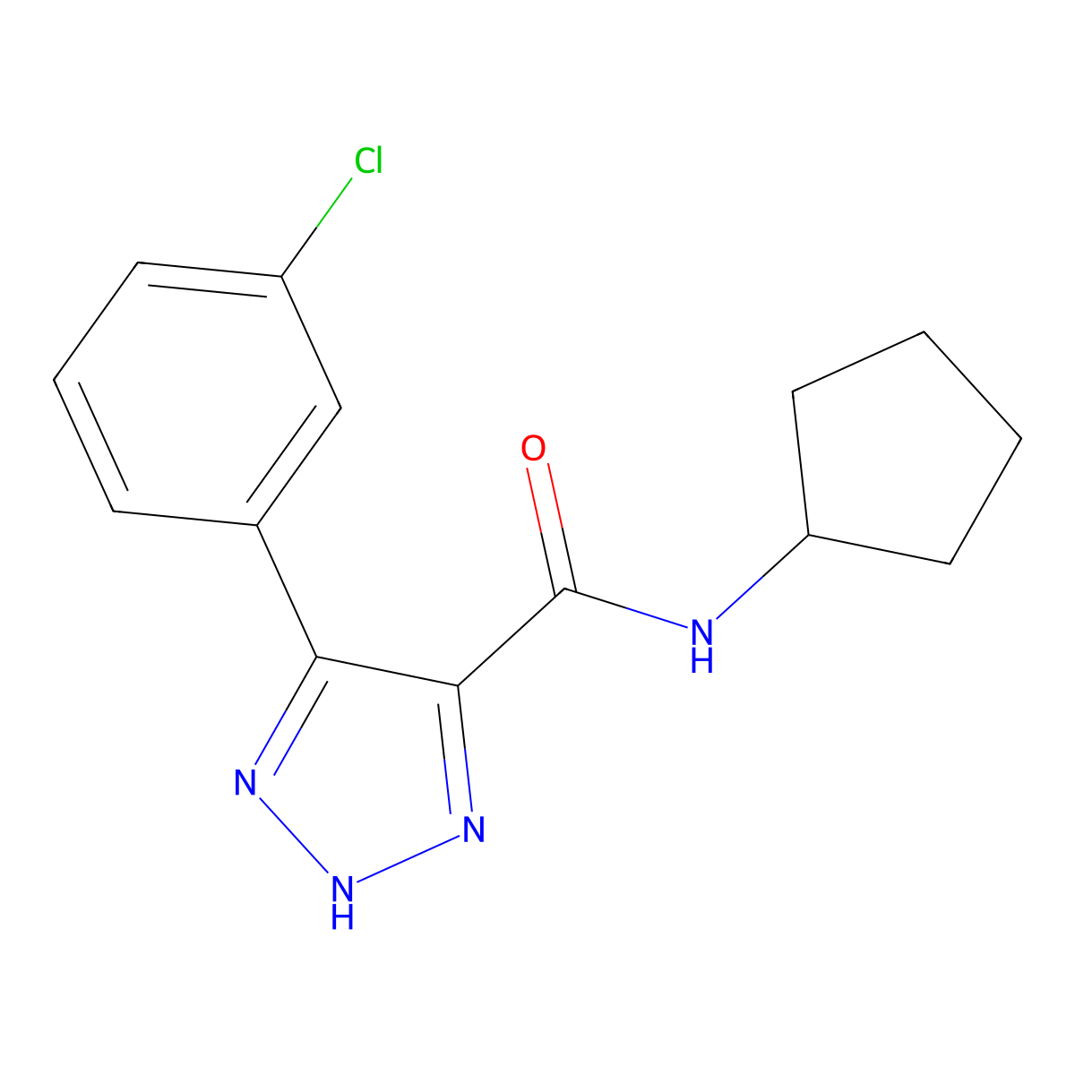 4-(3-chlorophenyl)-N-cyclopentyl-1H-1,2,3-triazole-5-carboxamide molecular structure, CAS 1798458-55-5