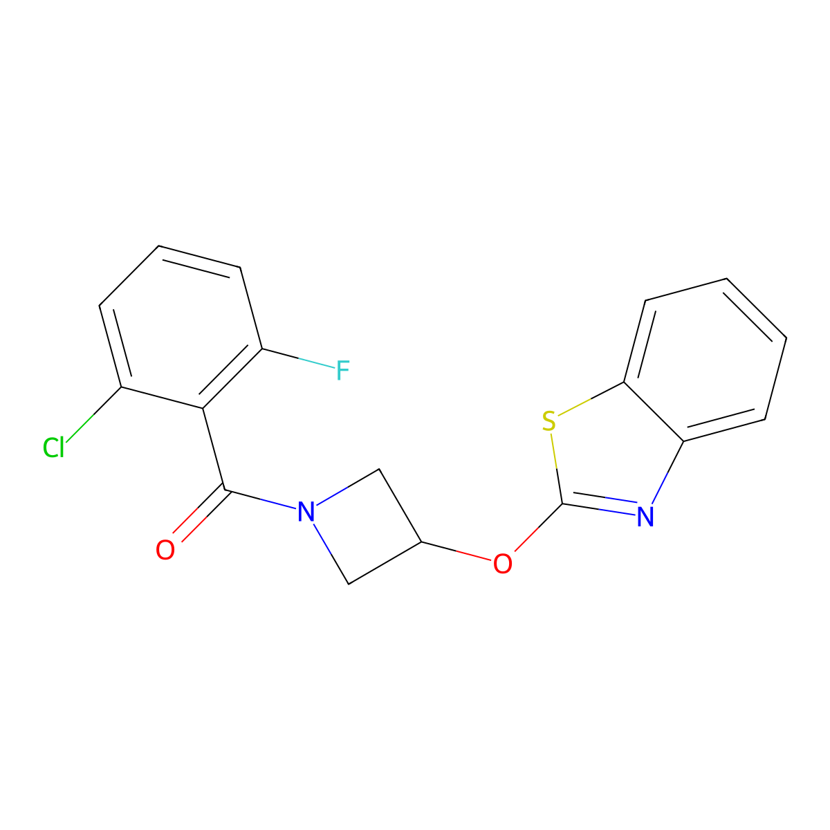 (3-(Benzo[d]thiazol-2-yloxy)azetidin-1-yl)(2-chloro-6-fluorophenyl)methanone molecular structure, CAS 1798458-82-8