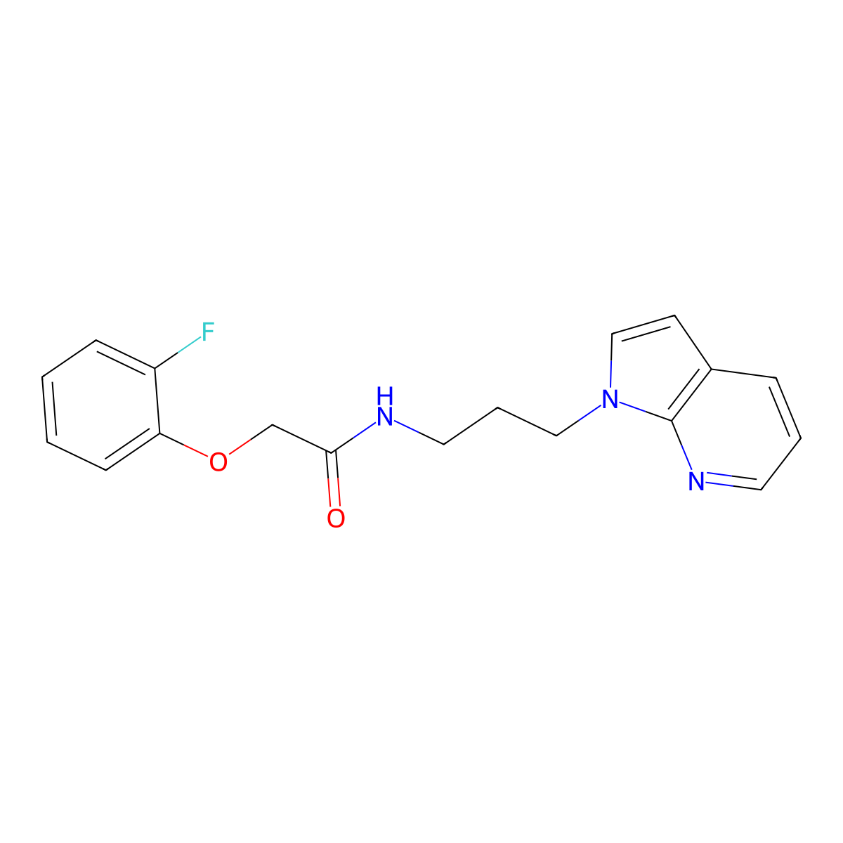 N-(3-(1H-pyrrolo[2,3-b]pyridin-1-yl)propyl)-2-(2-fluorophenoxy)acetamide molecular structure, CAS 1798458-86-2