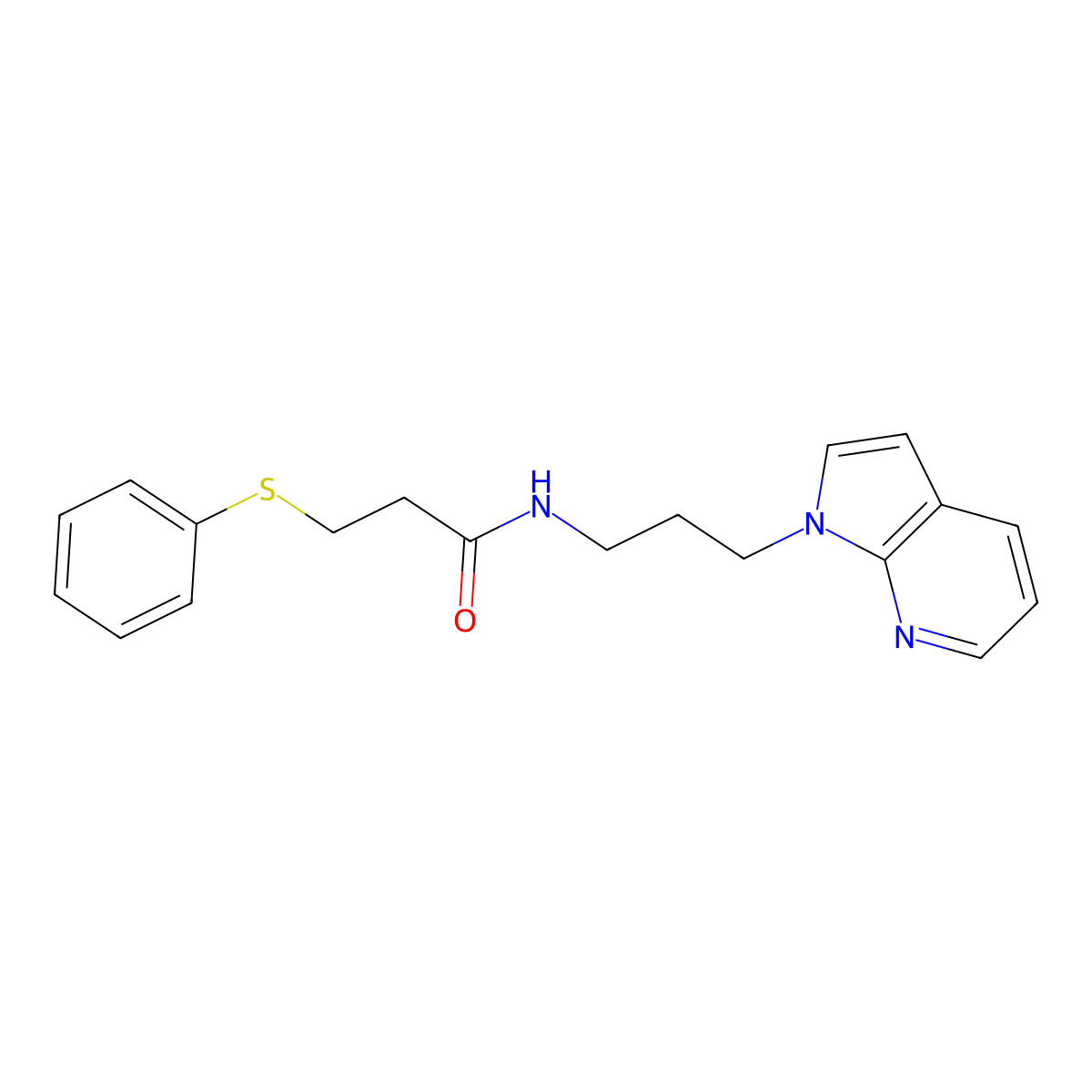 N-(3-(1H-pyrrolo[2,3-b]pyridin-1-yl)propyl)-3-(phenylthio)propanamide molecular structure, CAS 1798458-91-9