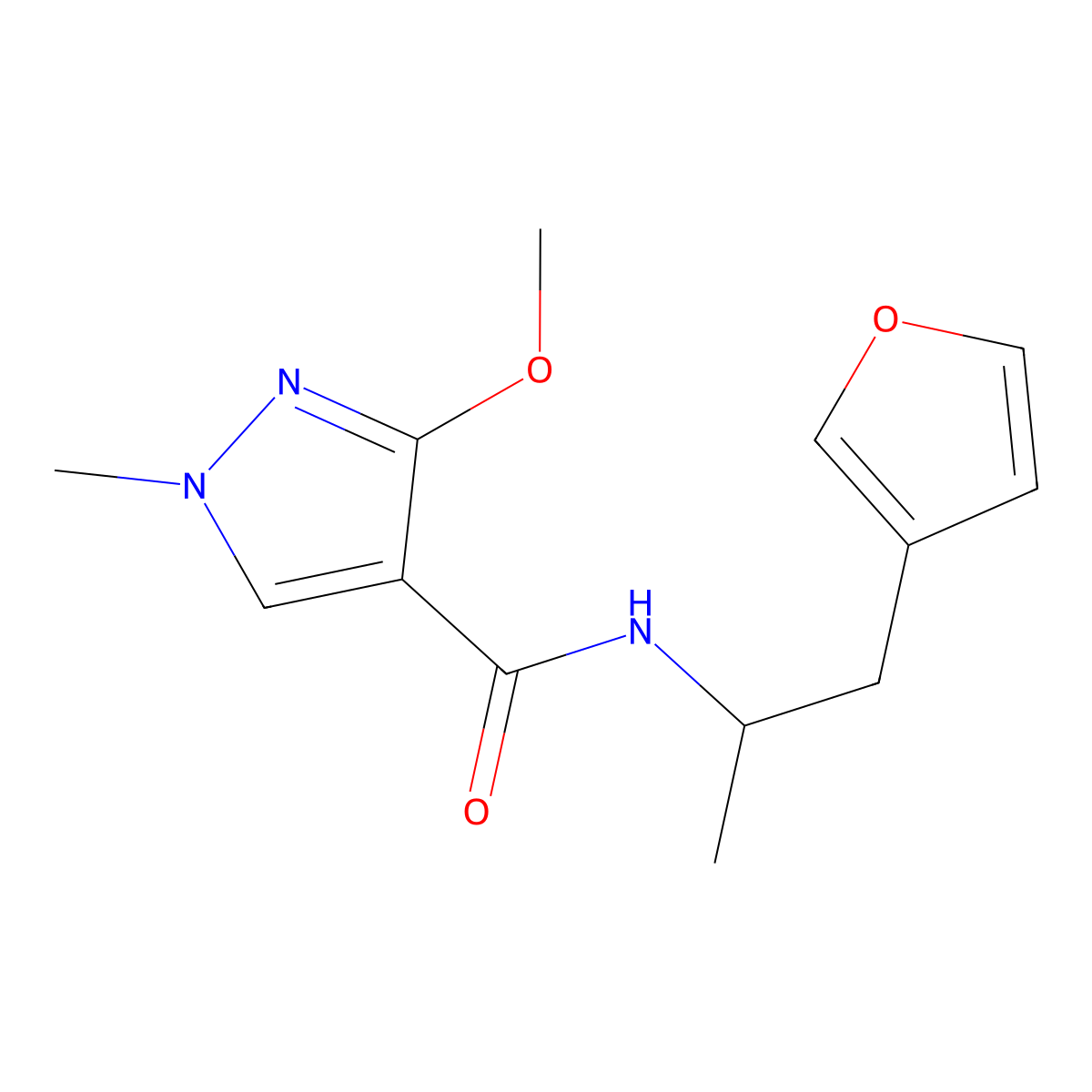 N-[1-(furan-3-yl)propan-2-yl]-3-methoxy-1-methyl-1H-pyrazole-4-carboxamide molecular structure, CAS 1798458-97-5