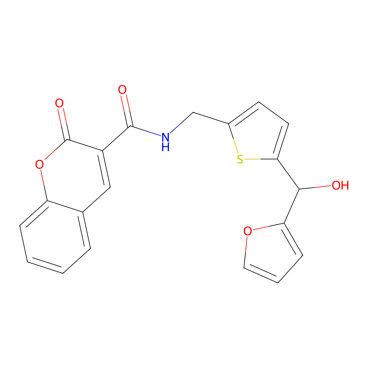 N-((5-(furan-2-yl(hydroxy)methyl)thiophen-2-yl)methyl)-2-oxo-2H-chromene-3-carboxamide molecular structure, CAS 1798459-07-0