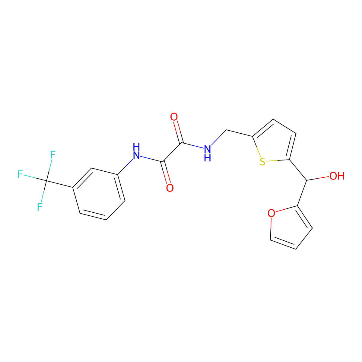 N1-((5-(furan-2-yl(hydroxy)methyl)thiophen-2-yl)methyl)-N2-(3-(trifluoromethyl)phenyl)oxalamide molecular structure, CAS 1798459-11-6