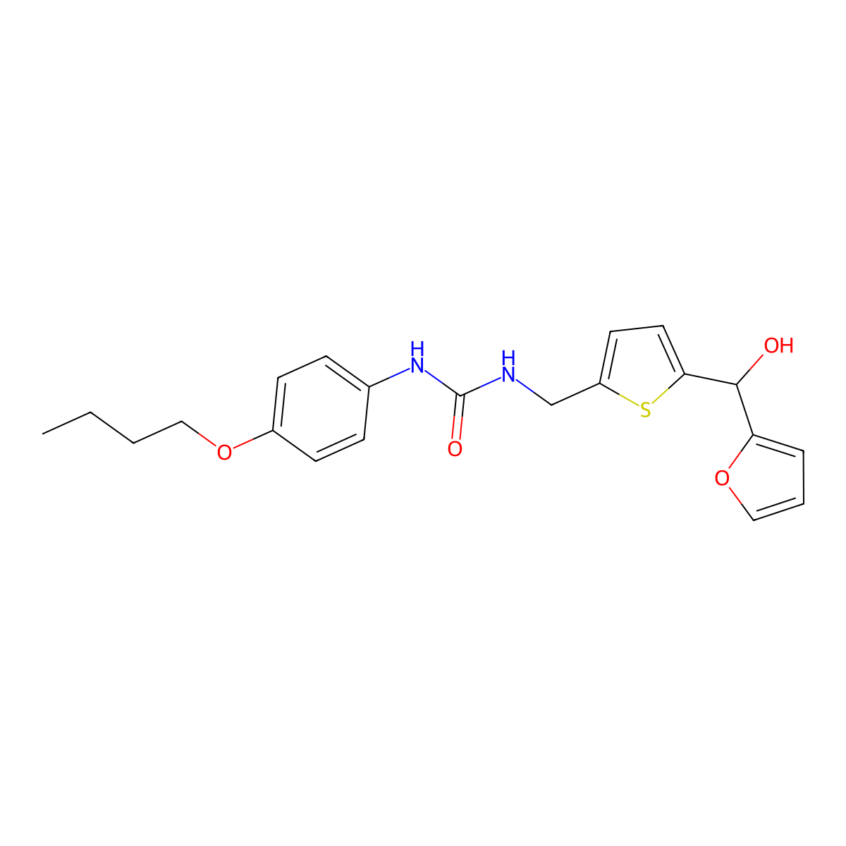 1-(4-Butoxyphenyl)-3-((5-(furan-2-yl(hydroxy)methyl)thiophen-2-yl)methyl)urea molecular structure, CAS 1798459-12-7