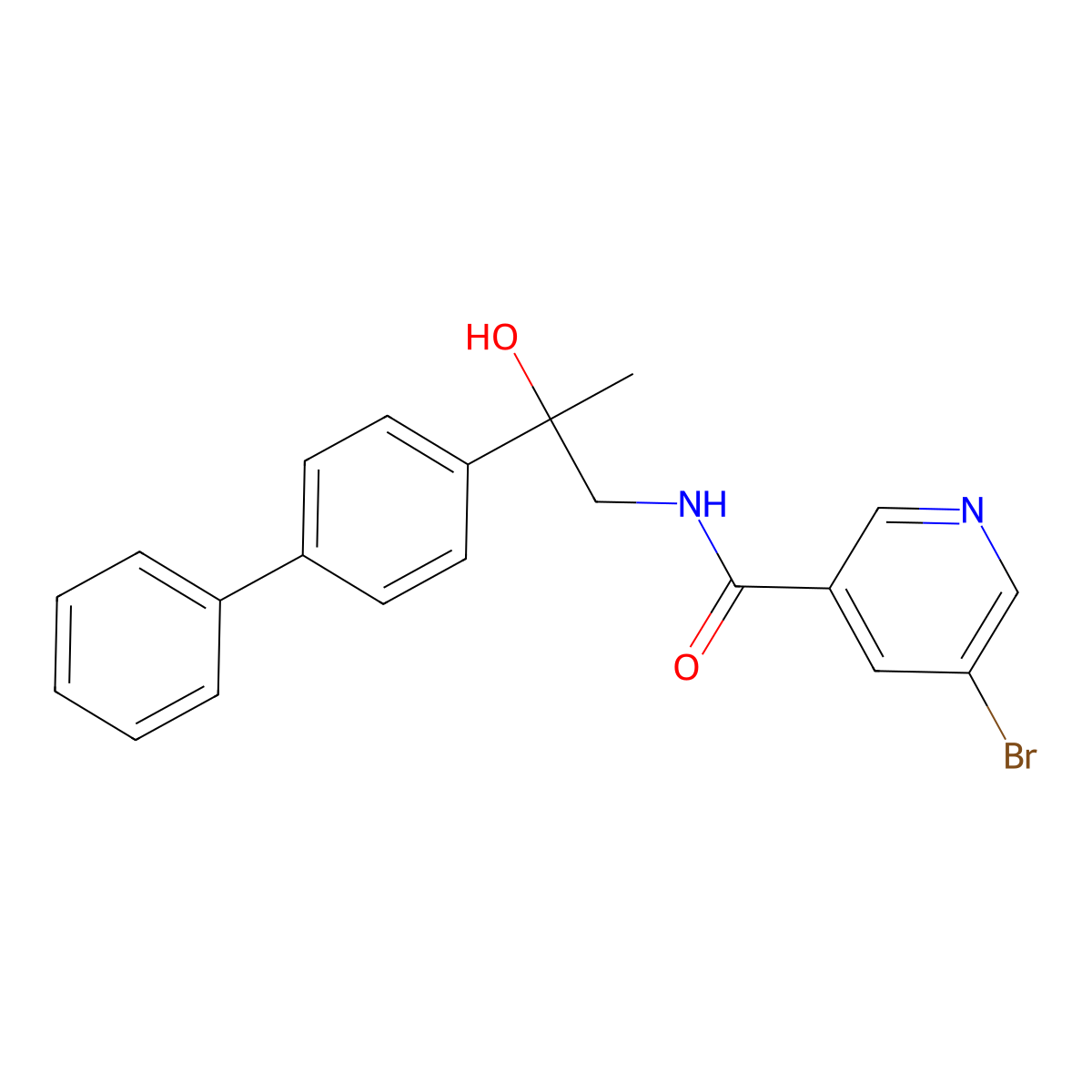 N-(2-([1,1'-biphenyl]-4-yl)-2-hydroxypropyl)-5-bromonicotinamide molecular structure, CAS 1798459-13-8