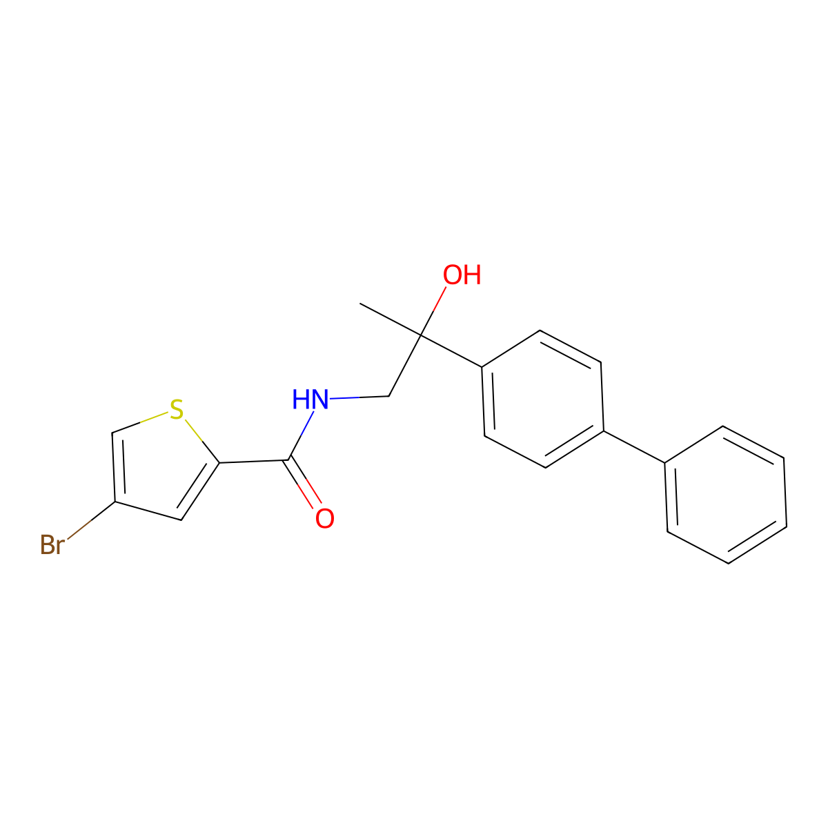 N-(2-([1,1'-biphenyl]-4-yl)-2-hydroxypropyl)-4-bromothiophene-2-carboxamide molecular structure, CAS 1798459-14-9