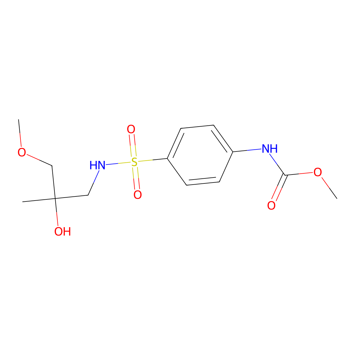 methyl (4-(N-(2-hydroxy-3-methoxy-2-methylpropyl)sulfamoyl)phenyl)carbamate molecular structure, CAS 1798459-23-0