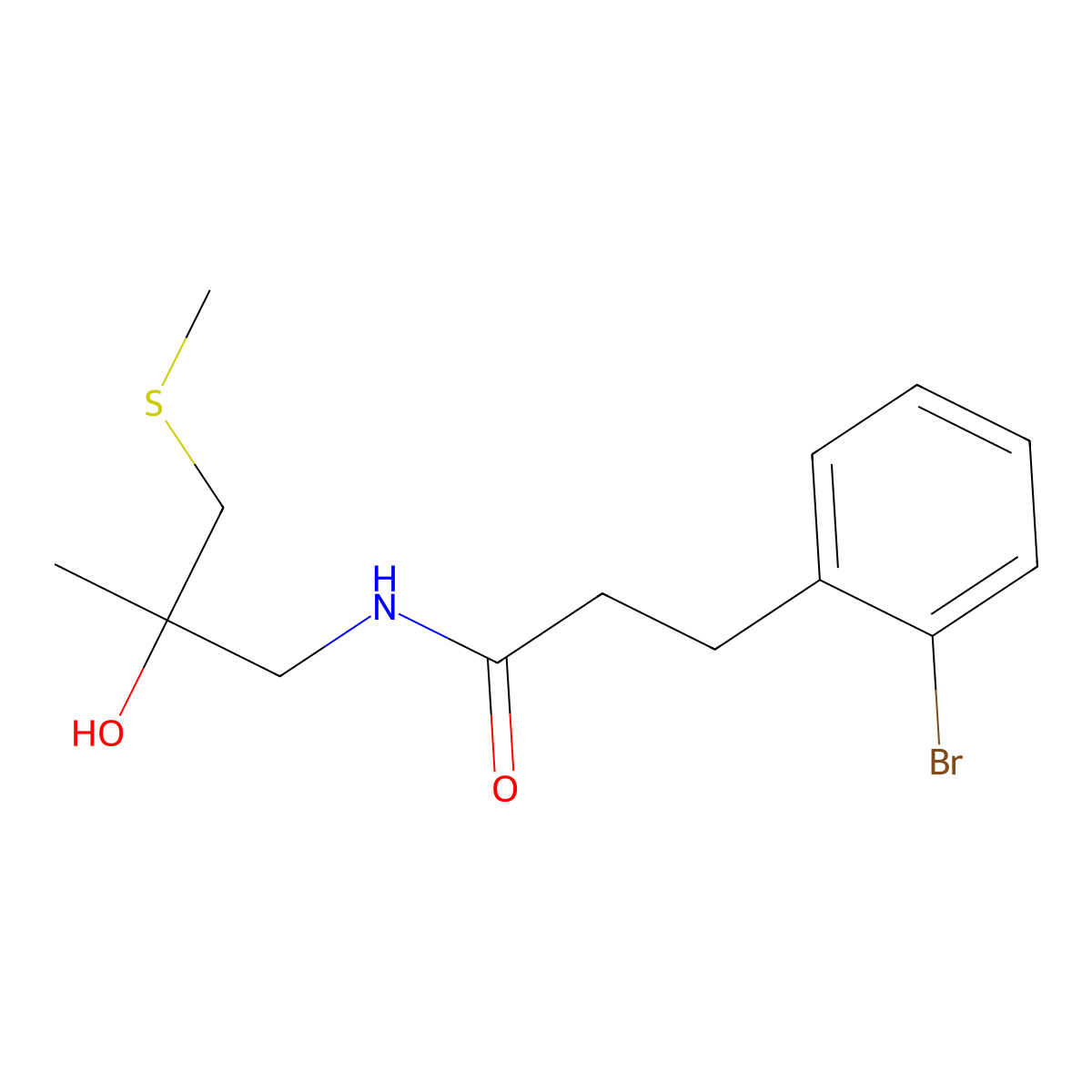 3-(2-bromophenyl)-N-(2-hydroxy-2-methyl-3-(methylthio)propyl)propanamide molecular structure, CAS 1798459-26-3