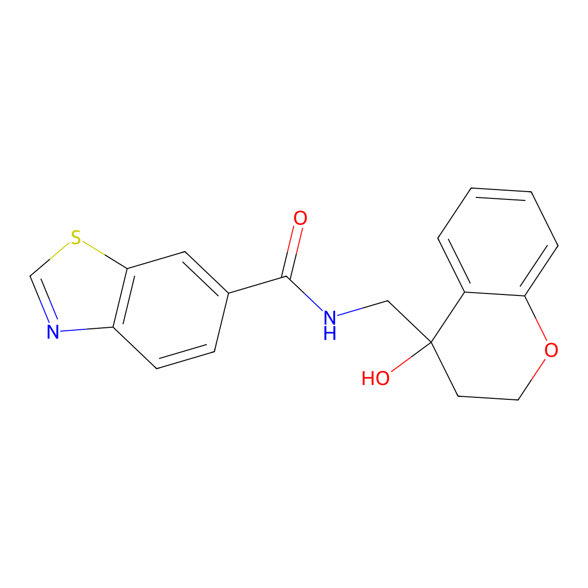 N-((4-hydroxychroman-4-yl)methyl)benzo[d]thiazole-6-carboxamide molecular structure, CAS 1798459-27-4