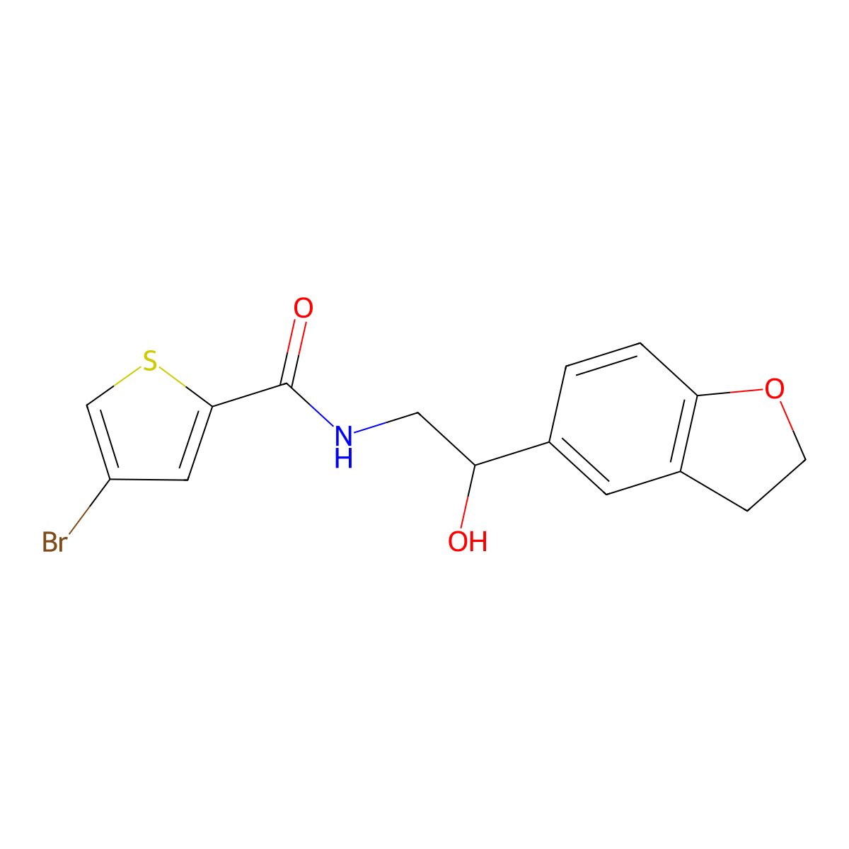 4-bromo-N-(2-(2,3-dihydrobenzofuran-5-yl)-2-hydroxyethyl)thiophene-2-carboxamide molecular structure, CAS 1798459-29-6