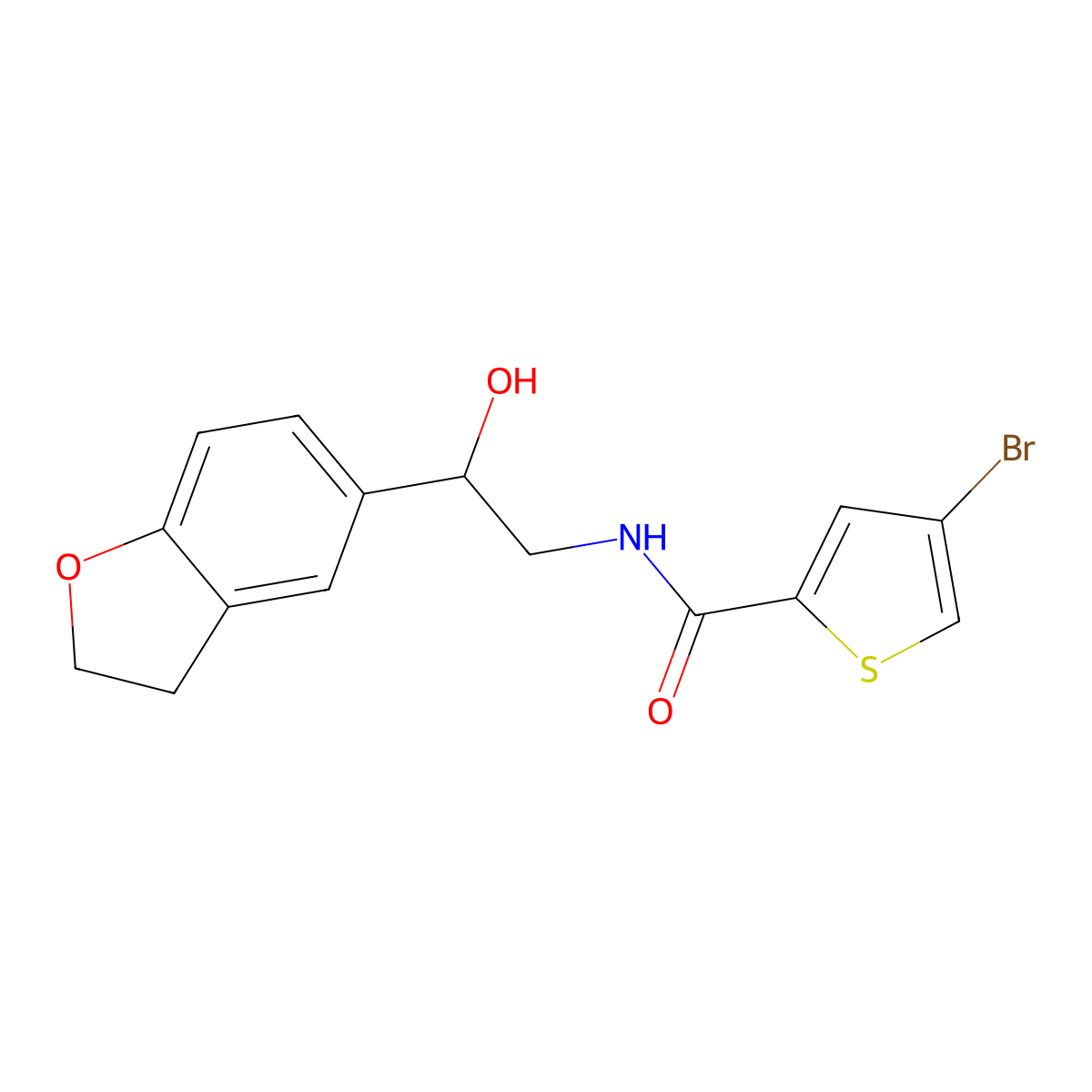 4-bromo-N-(2-(2,3-dihydrobenzofuran-5-yl)-2-hydroxyethyl)thiophene-2-carboxamide molecular structure, CAS 1798459-29-6