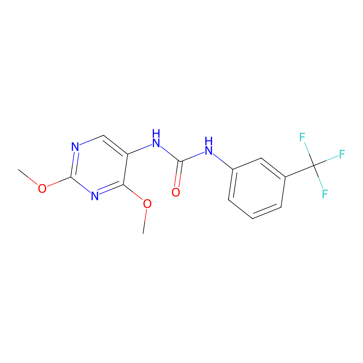 1-(2,4-Dimethoxypyrimidin-5-yl)-3-(3-(trifluoromethyl)phenyl)urea molecular structure, CAS 1798459-53-6