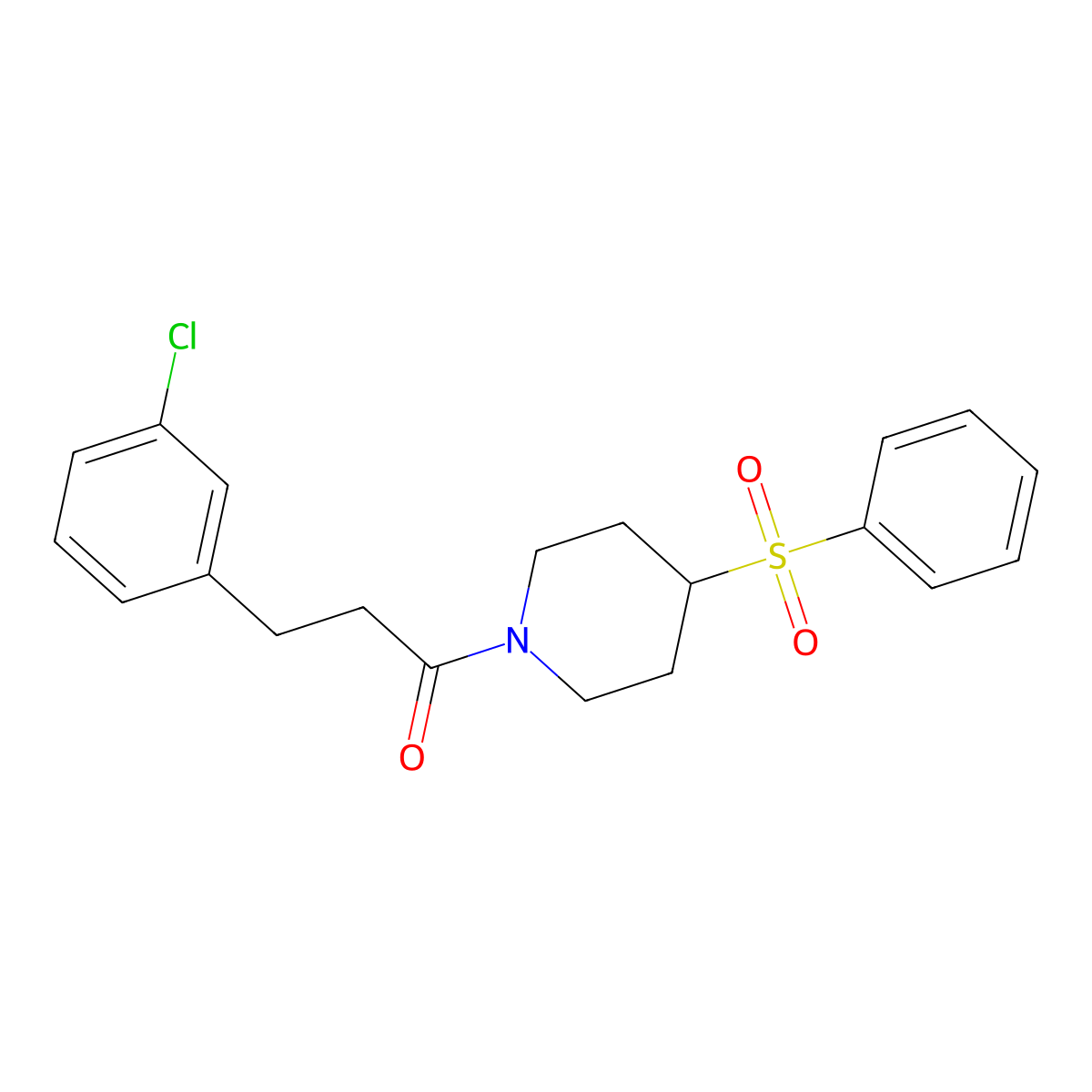 3-(3-Chlorophenyl)-1-(4-(phenylsulfonyl)piperidin-1-yl)propan-1-one molecular structure, CAS 1798460-25-9