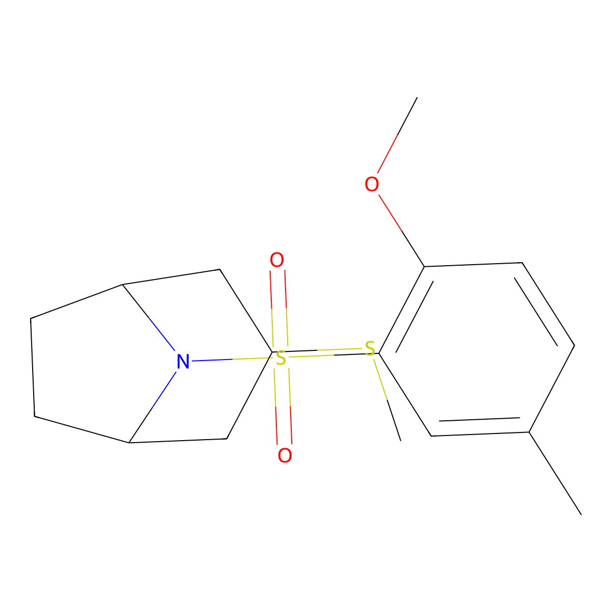 (1R,5S)-8-((2-methoxy-5-methylphenyl)sulfonyl)-3-(methylthio)-8-azabicyclo[3.2.1]octane molecular structure, CAS 1798460-83-9