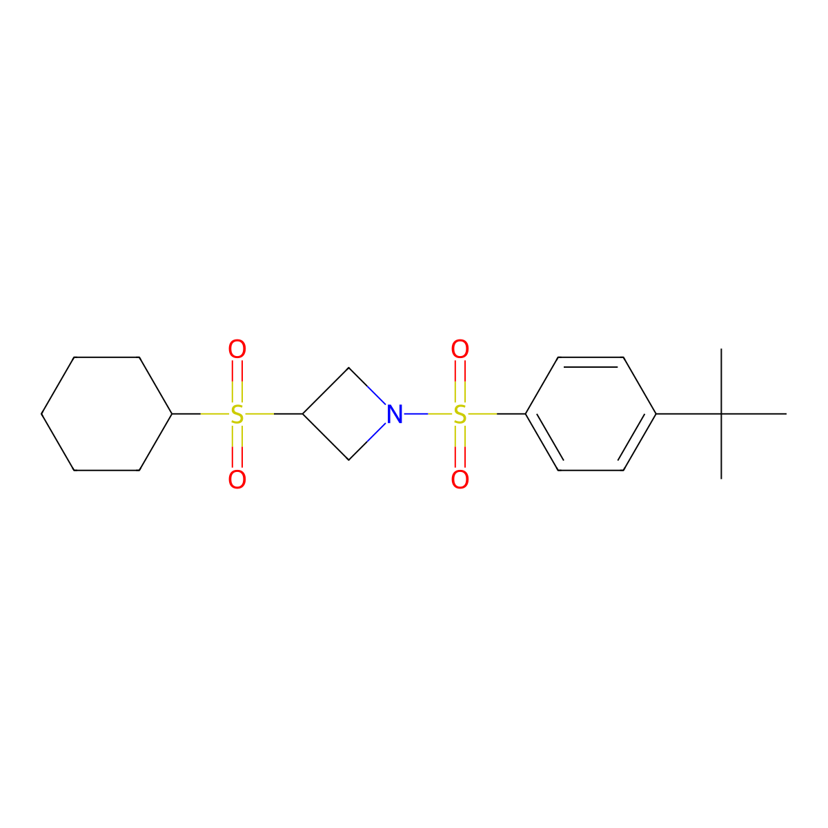 1-((4-(Tert-butyl)phenyl)sulfonyl)-3-(cyclohexylsulfonyl)azetidine molecular structure, CAS 1798461-06-9