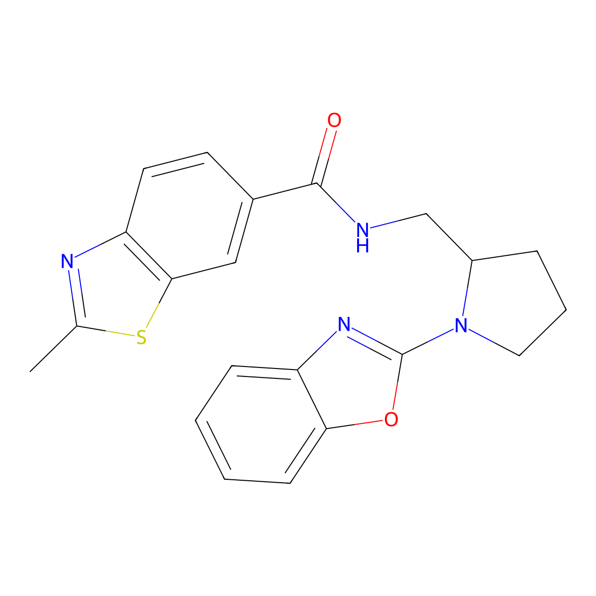 N-((1-(benzo[d]oxazol-2-yl)pyrrolidin-2-yl)methyl)-2-methylbenzo[d]thiazole-6-carboxamide molecular structure, CAS 1798461-29-6