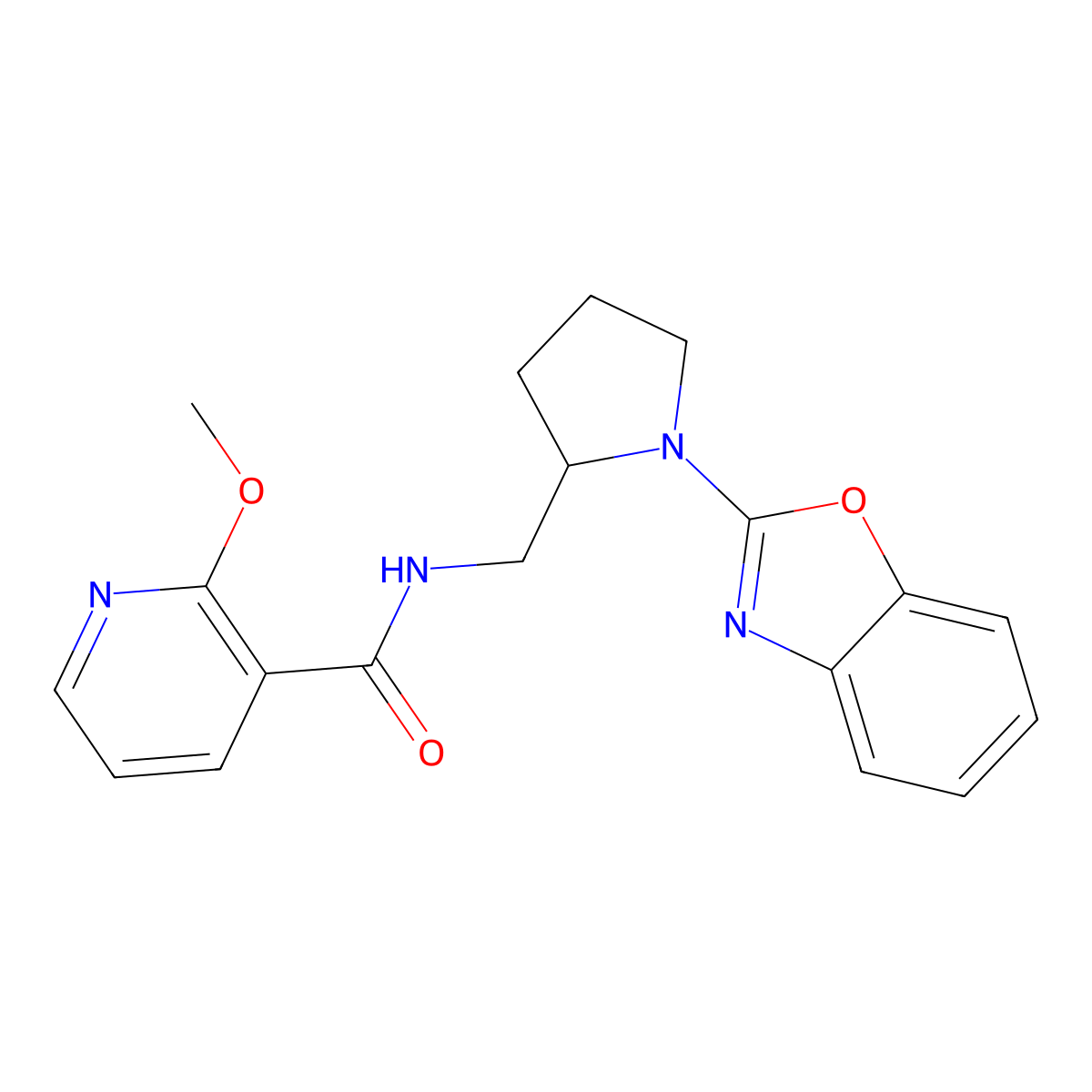 N-((1-(benzo[d]oxazol-2-yl)pyrrolidin-2-yl)methyl)-2-methoxynicotinamide molecular structure, CAS 1798461-36-5