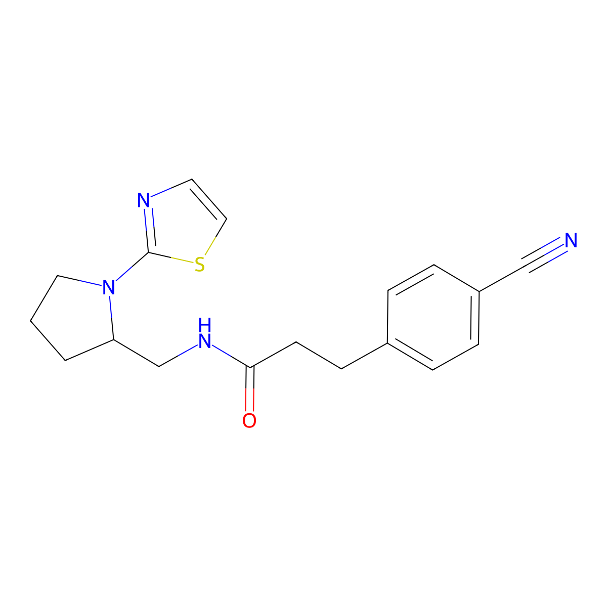 3-(4-cyanophenyl)-N-((1-(thiazol-2-yl)pyrrolidin-2-yl)methyl)propanamide molecular structure, CAS 1798461-54-7