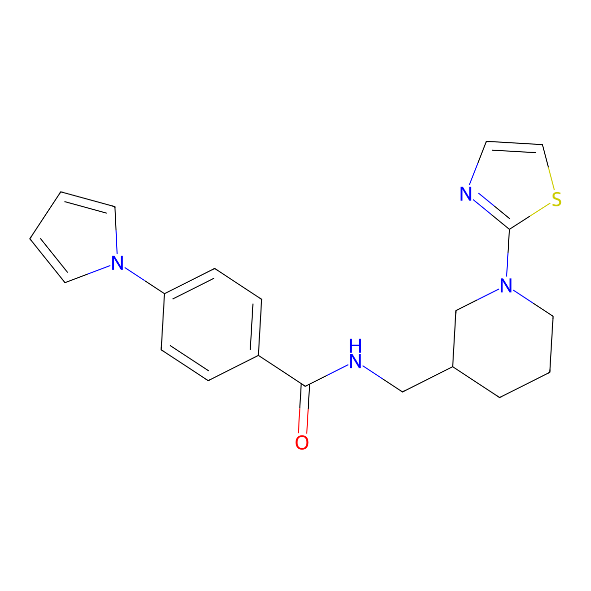 4-(1H-pyrrol-1-yl)-N-((1-(thiazol-2-yl)piperidin-3-yl)methyl)benzamide molecular structure, CAS 1798461-95-6