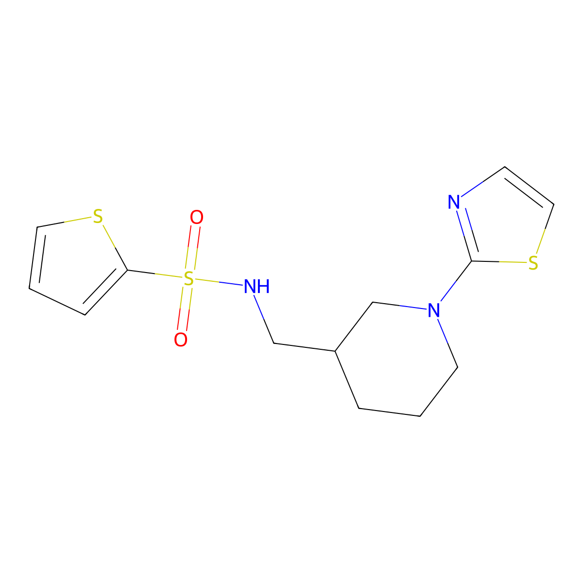 N-((1-(thiazol-2-yl)piperidin-3-yl)methyl)thiophene-2-sulfonamide molecular structure, CAS 1798462-04-0