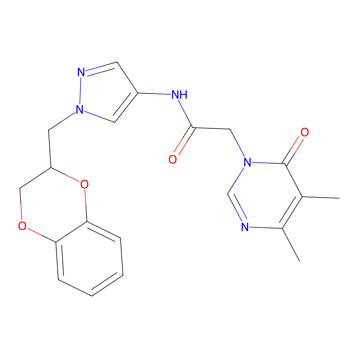 N-{1-[(2,3-dihydro-1,4-benzodioxin-2-yl)methyl]-1H-pyrazol-4-yl}-2-(4,5-dimethyl-6-oxo-1,6-dihydropyrimidin-1-yl)acetamide molecular structure, CAS 1798462-42-6