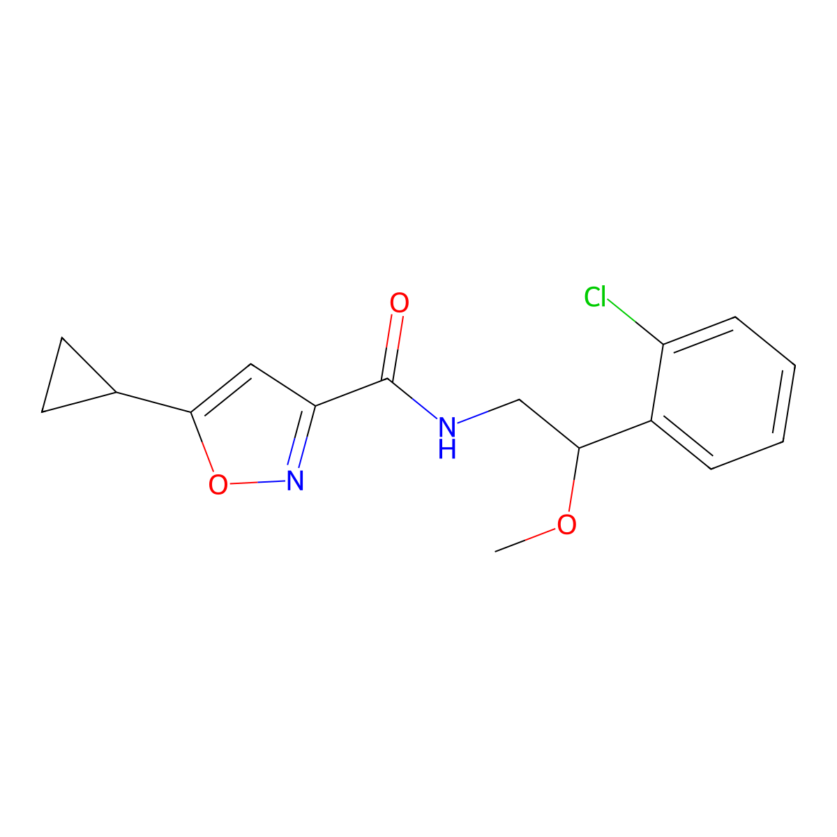 N-(2-(2-chlorophenyl)-2-methoxyethyl)-5-cyclopropylisoxazole-3-carboxamide molecular structure, CAS 1798463-22-5