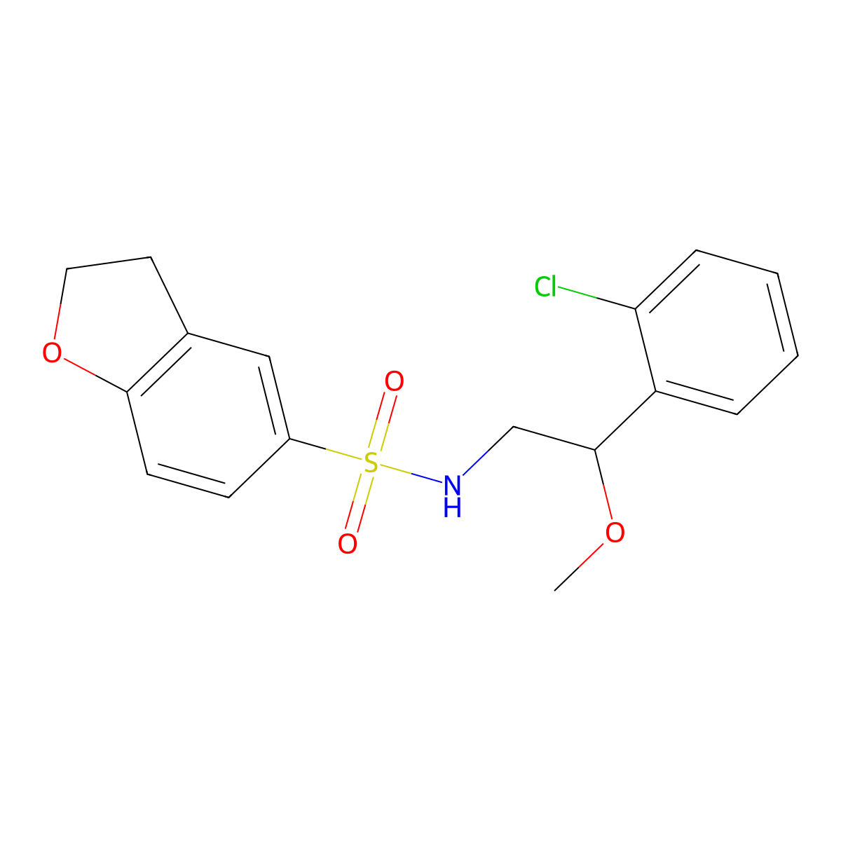 N-(2-(2-chlorophenyl)-2-methoxyethyl)-2,3-dihydrobenzofuran-5-sulfonamide molecular structure, CAS 1798463-32-7