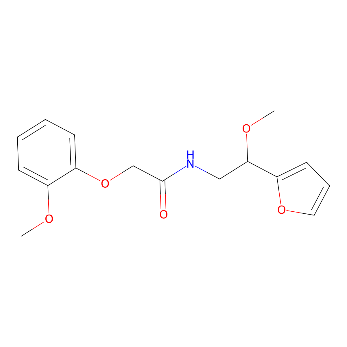 N-[2-(furan-2-yl)-2-methoxyethyl]-2-(2-methoxyphenoxy)acetamide molecular structure, CAS 1798463-54-3