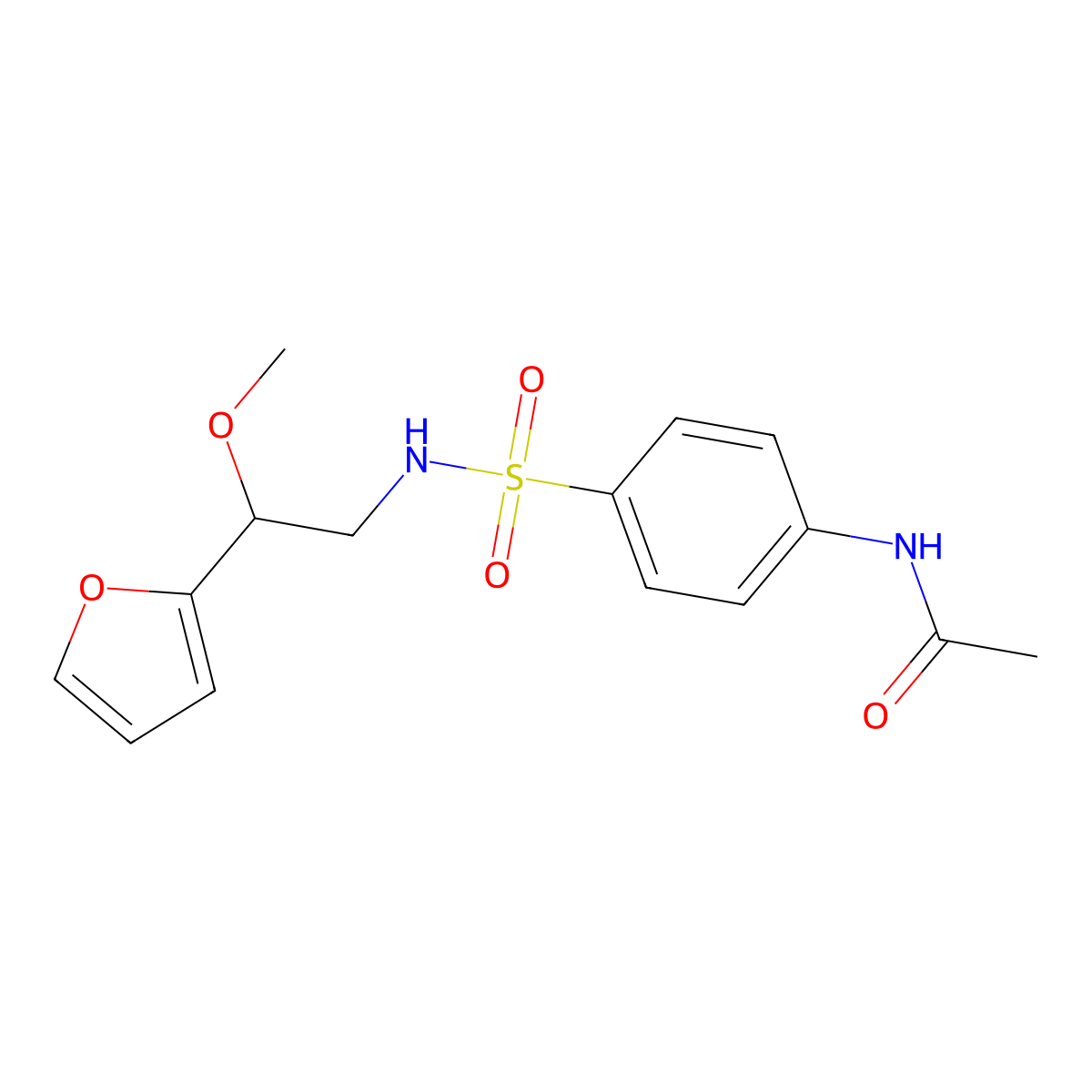 N-(4-(N-(2-(furan-2-yl)-2-methoxyethyl)sulfamoyl)phenyl)acetamide molecular structure, CAS 1798463-69-0