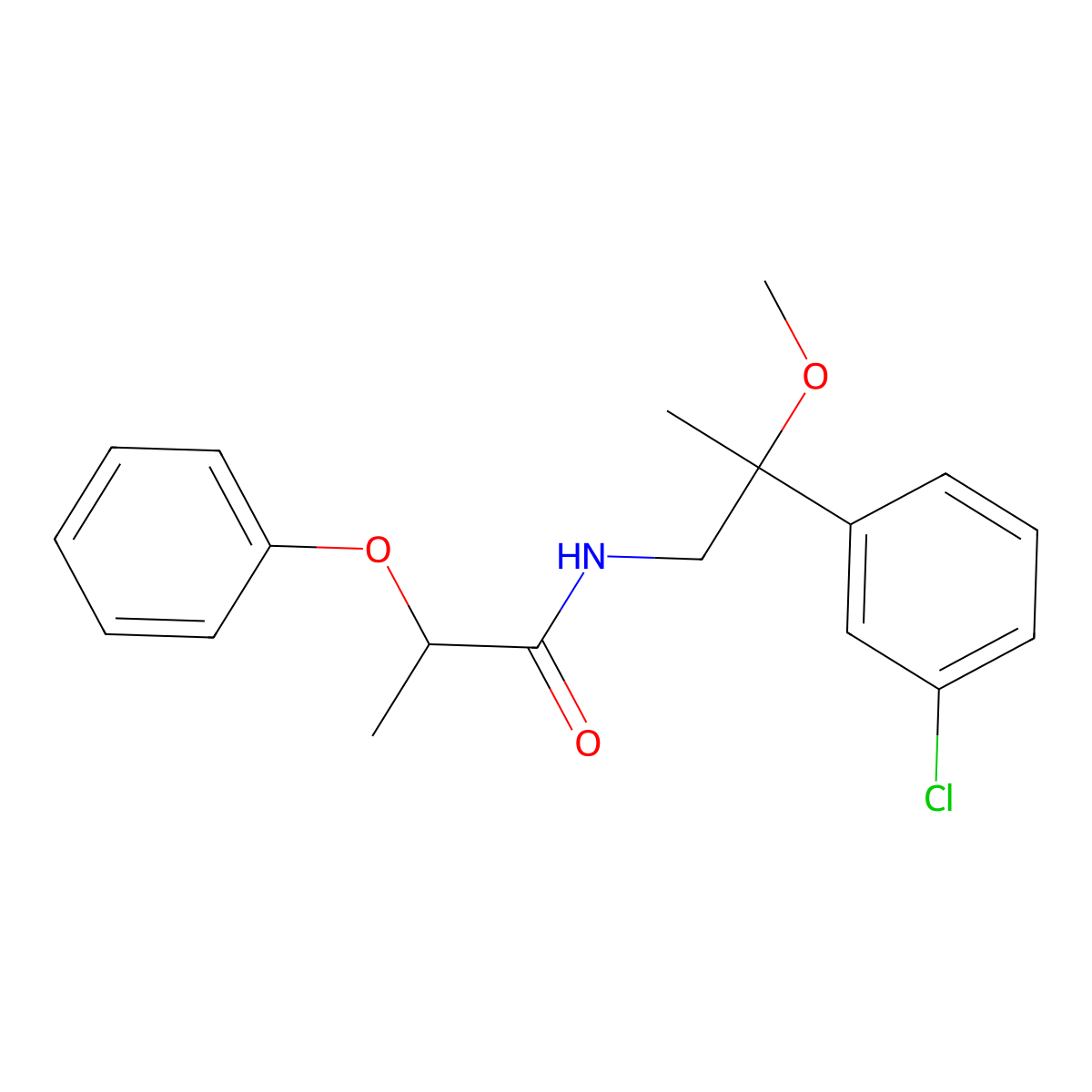 N-[2-(3-chlorophenyl)-2-methoxypropyl]-2-phenoxypropanamide molecular structure, CAS 1798464-07-9