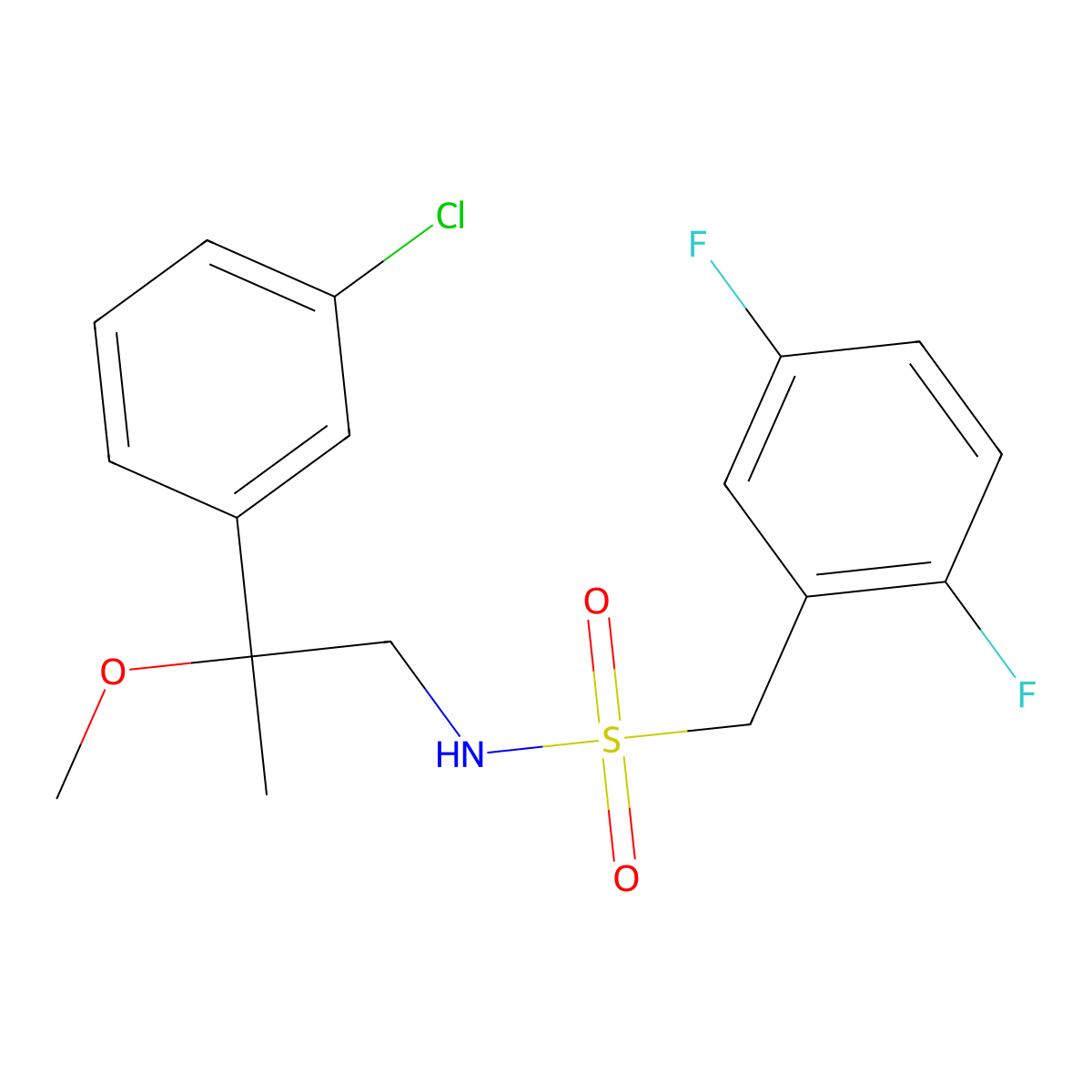 N-[2-(3-chlorophenyl)-2-methoxypropyl]-1-(2,5-difluorophenyl)methanesulfonamide molecular structure, CAS 1798464-14-8