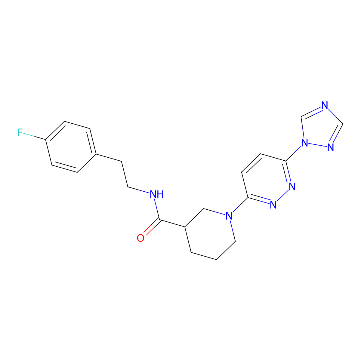 1-(6-(1H-1,2,4-triazol-1-yl)pyridazin-3-yl)-N-(4-fluorophenethyl)piperidine-3-carboxamide molecular structure, CAS 1798464-36-4